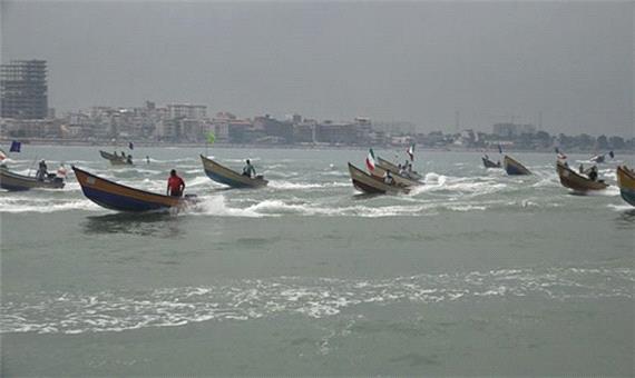 رزمایش اقتدار شناور‌های مردمی بسیج در دریای مازندران