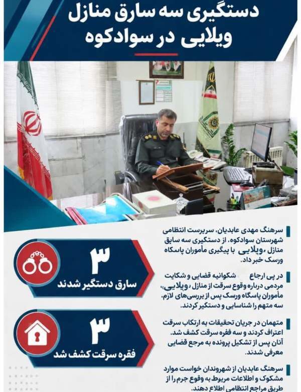 دستگیری سه سارق منازل ویلایی در سوادکوه